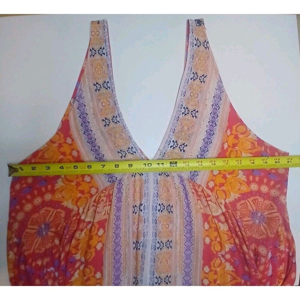 Free People Dress Sz S Plunging V-neckline Handkerchief Hem Floral Print EUC - Picture 9 of 15
